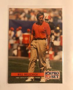 1992 Pro Set Bill Belichick Error Card (no HC on back) #144