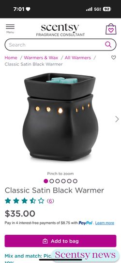 Classic Satin Black Scentsy Warmer
