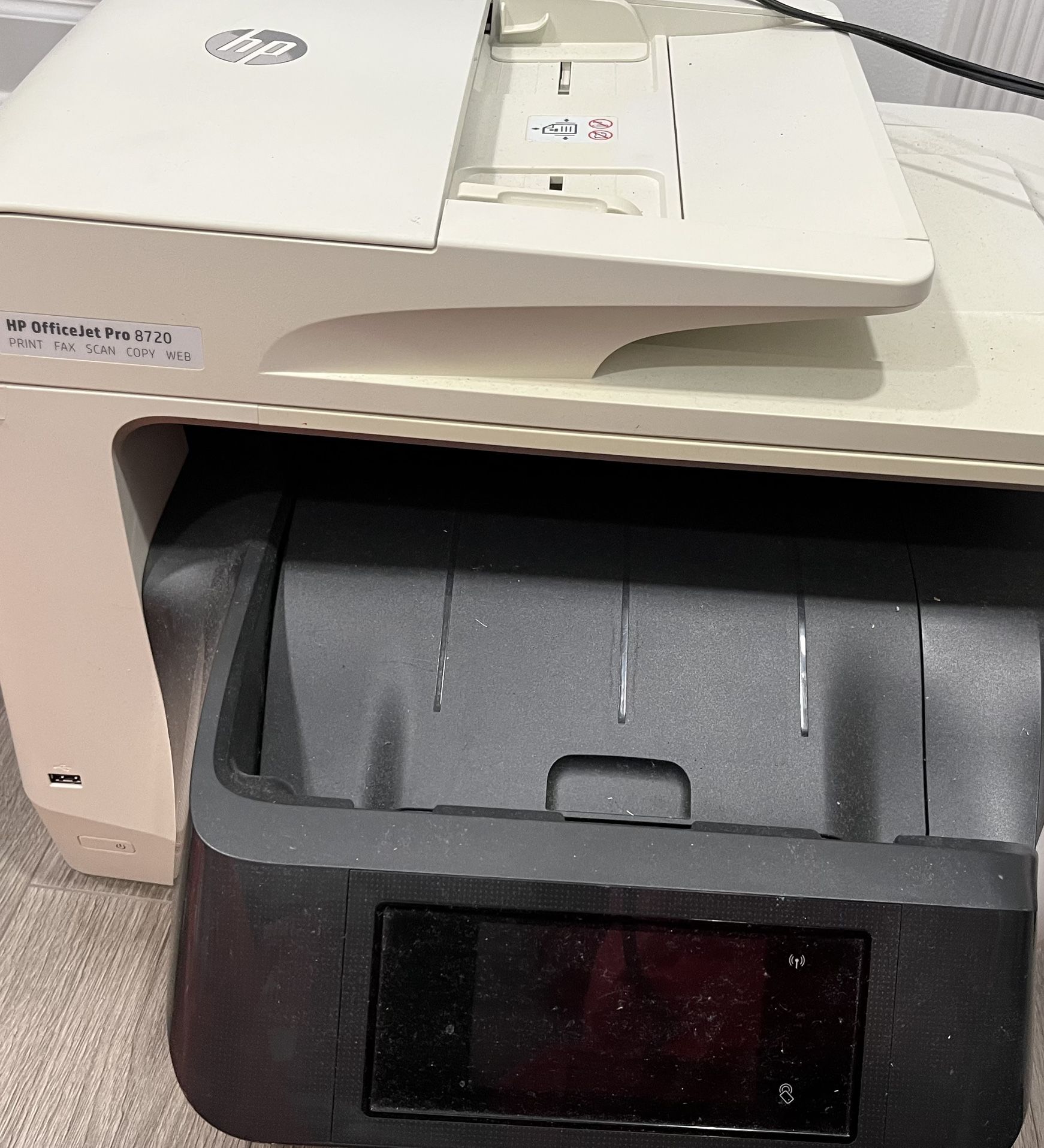 Works Needs New Ink HP officeJet Pro 8720 Color Inkjet All-in-One Printer Fax Scanner Copier Wireless