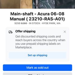 Main Shaft Acura 06-08 manual 