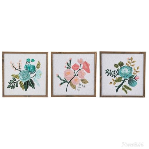Hobby Lobby | Floral Botanical Wood Wall Art | Set of 3