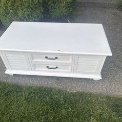White Lift-Top Storage Coffee Table w/ Drawers & Cabinets