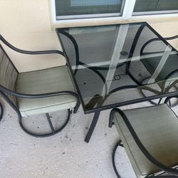 Patio Furniture Glass Table w/Six Chairs