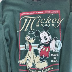 Vintage 90s Mickey Mouse Green Sweater 