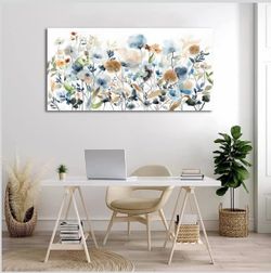 Large Watercolor Floral Canvas Wall Art