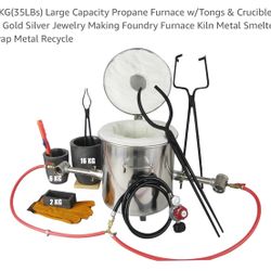 16KG(35LBs) Large Capacity Propane Furnace w/Tongs & Crucible for Gold Silver Jewelry Making Foundry Furnace Kiln Metal Smelter Scrap Metal Recycle