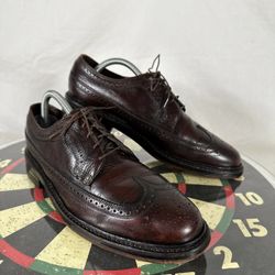 Vintage Florsheim Imperial Kenmoor Brown Calf Leather Wingtip Dress Shoes 9 D