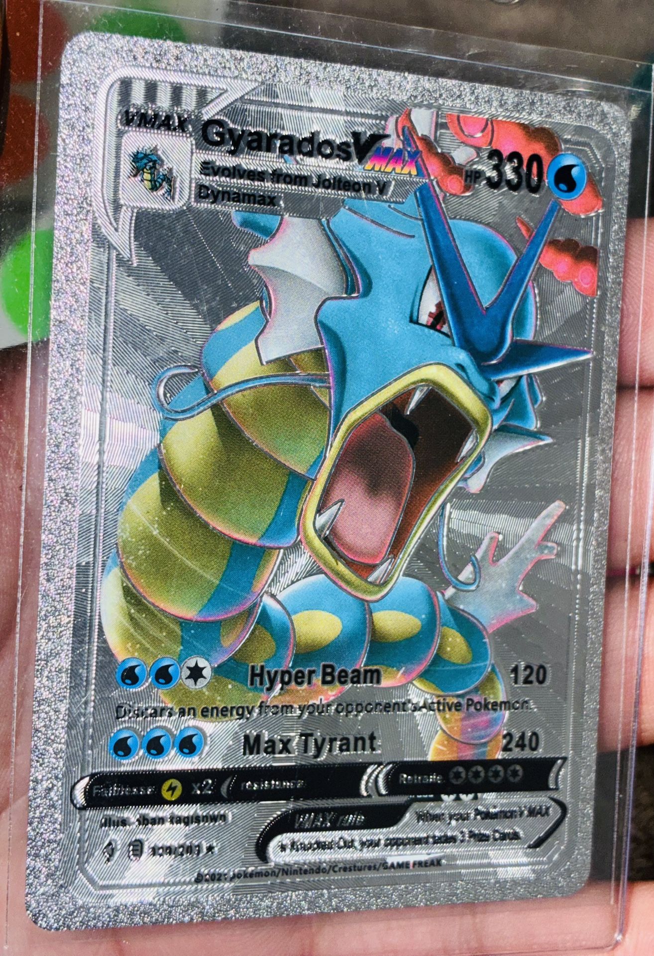Gyarados VMAX Rainbow Silver Foil Fan Art Pokemon Card