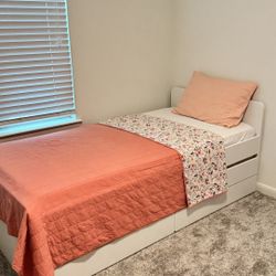 Twin Bed Frame w/pull out bed + Storage 