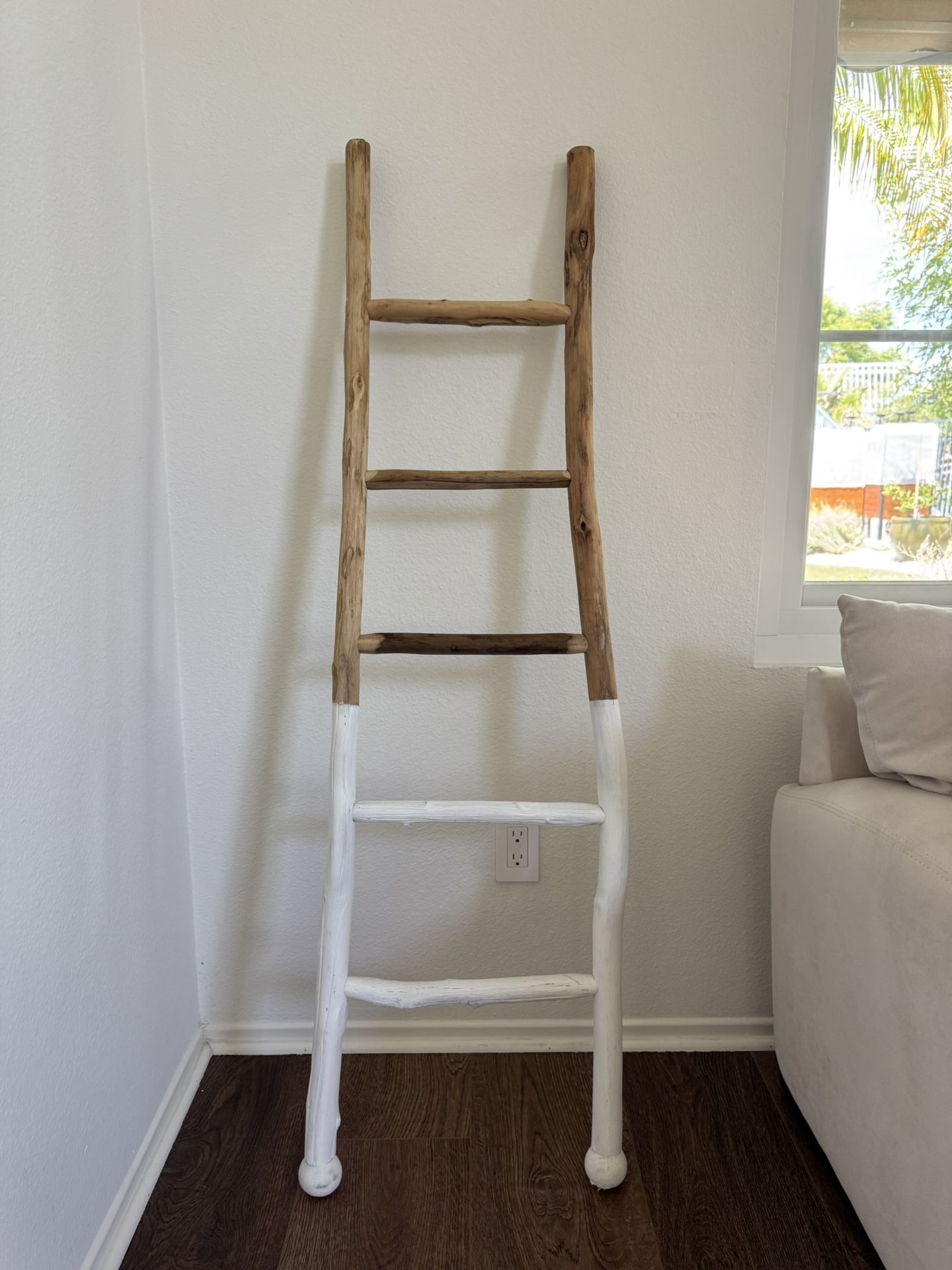 Anthropologie White-Dipped Decorative Ladder