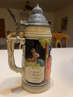Thewalt West Germany Beer Stein Hunter Scene