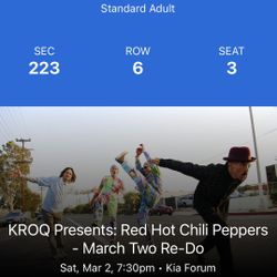 Red Hot Chili Peppers- TONIGHT- Single Ticket And Parking