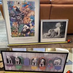 3 pcs Framed ‘BABY/CHILD’S ART’ Set - Nice!