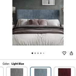 Castle Place Queen Light Blue Corduroy Velvet Headboard