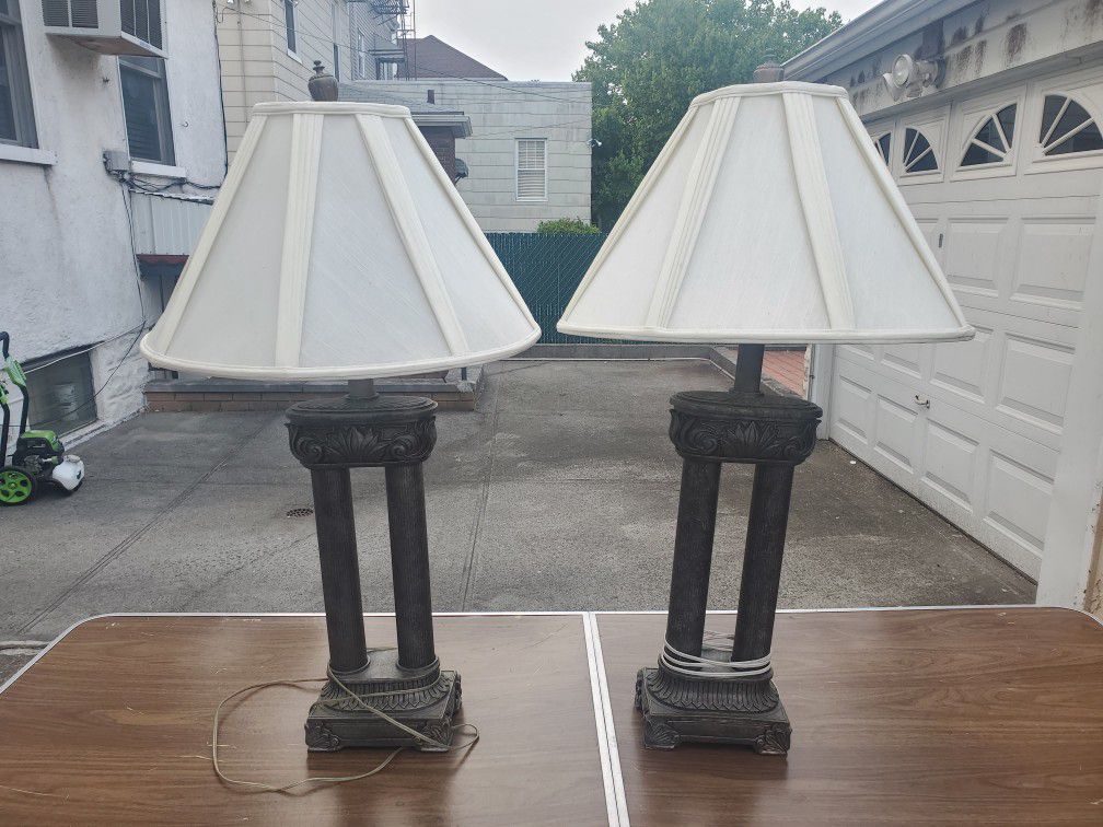 2 Large Vintage  Iron Lamps
