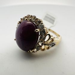 14m Gold, Star Ruby & CZ Ring