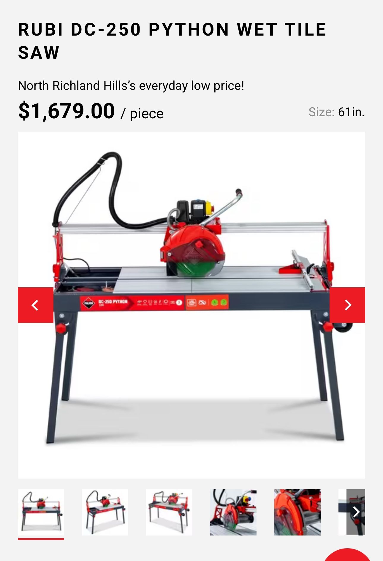 Rubi DC-250 Python Wet Tile Saw for Sale in Fort Worth, TX - OfferUp