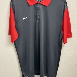 * NIKE Men’s Dri Fit Performance Golf Polo Shirt Grey/Red Size Large