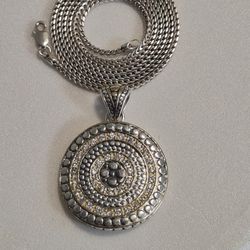 Silver Chain And Medallion 24" Long