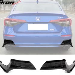 Fits 22-23 Honda Civic Sedan MD Style Rear Bumper Lip Apron Gloss Black PP 2PCS