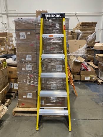 New Ladder,6-Foot Fiberglass Step Ladder with Multi-Functional Top,300-Pound Load Capacity