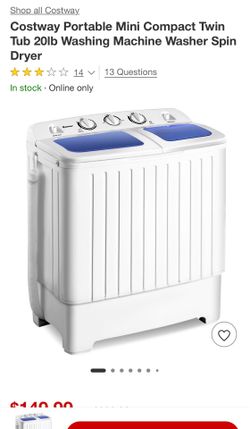 Costway Portable Mini Compact Twin Tub 20lb Washing Machine