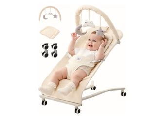 Baby Bouncer Rocker with Toy Bar and Wheels