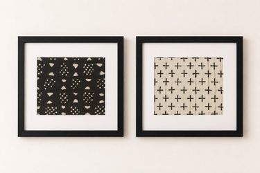 Pair of Framed African Mudcloth Textile Art $300