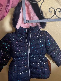 New Member's Mark Girl's Wind Resistant Removable Faux Fur Hooded Puffer Jacket