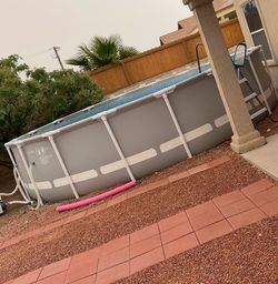 Trampoline and swimming pool