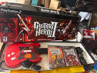 PS2 PlayStation 2 Guitar Hero 2 Red Octane Wired Controller In Box W/ 2 Games!!! The Guitar Hero I 2 game and Red Octane Guitar Controller for PlaySt