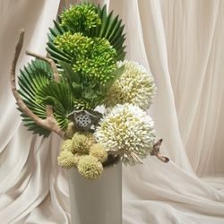s 
Zen Ikebana Arrangement Faux Plant Decor in Neutral Tones Minimalist Floral Design Handmade Home Accent Nature Inspired Gift
