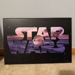Star Wars Grogu Wooden Picture