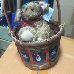 Stuffed Animal In Basket New 