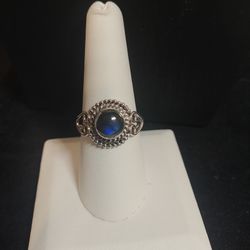Fine 925 Sterling Silver Stamped Genuine Labradorite Flashy Rings