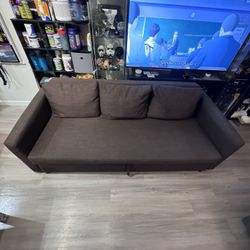 IKEA FRIHETEN Sleeper Sofa Bed with Storage – Dark Brown Fabric, Queen Size
