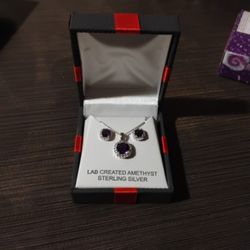 Earrings And Necklace Purple