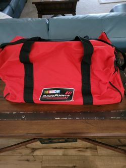 Vintage Red Duffel Bag Nascar Race Point Canvas Cross Strap
