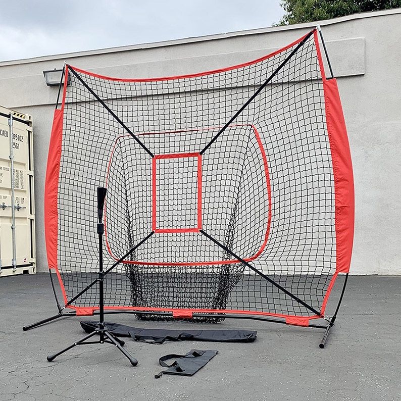 $75 (New in box) Baseball softball (7x7’ net & ball tee set) practice hitting & pitching net w/ carry bag 