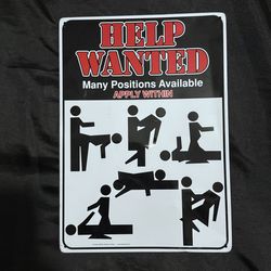 Help Wanted Metal Sign – Funny Man Cave / Bar Wall Decor