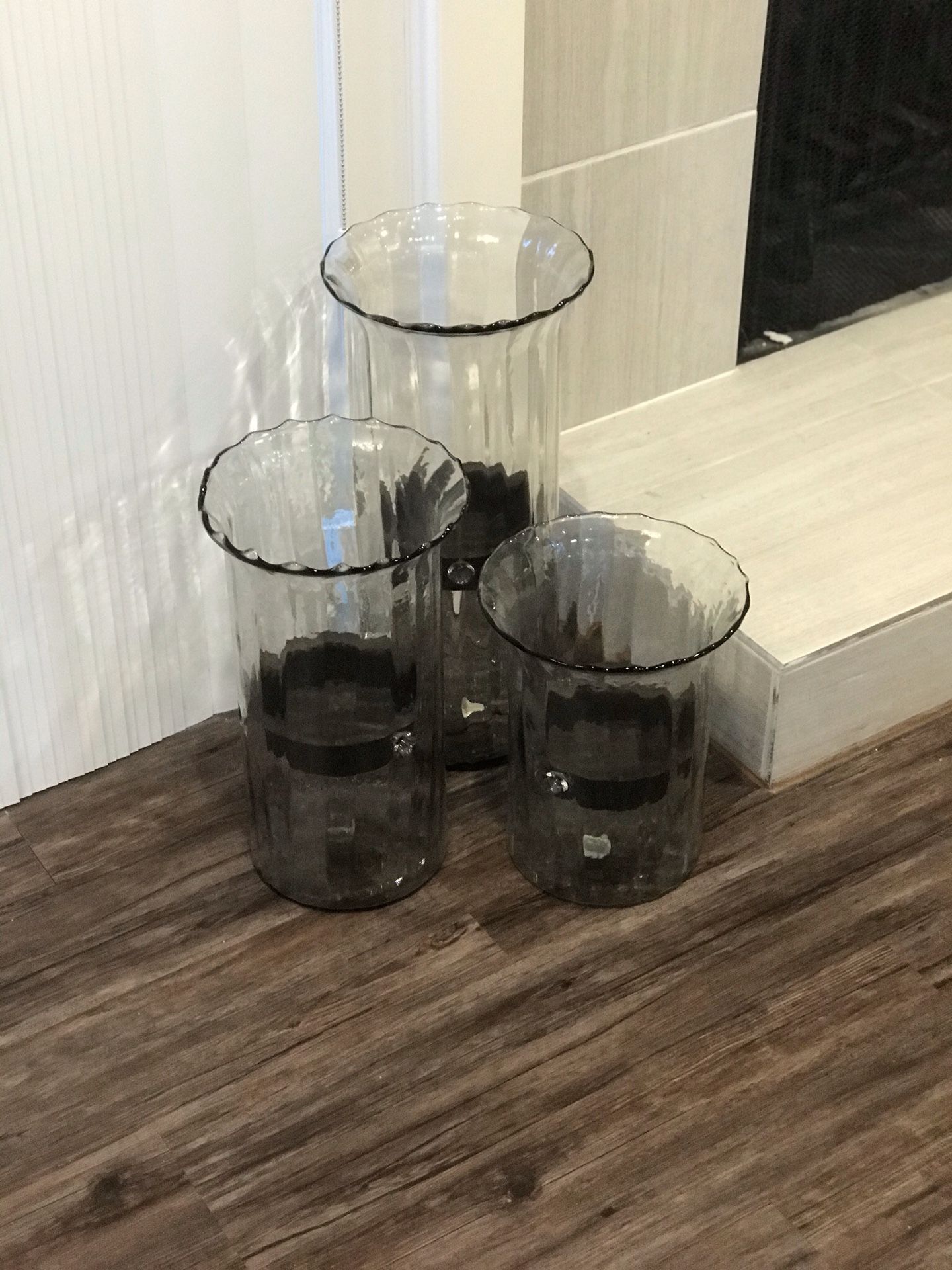 Set of three large candle holders