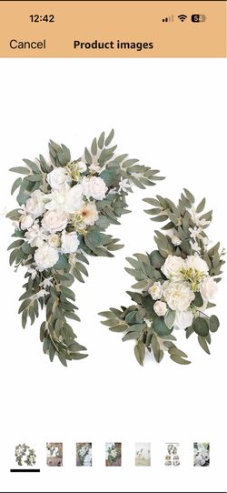 Brand New Artificial Wedding Arch Flowers Set of 2 – White Floral Swag