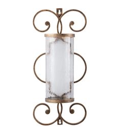 Antique Gold Metal Pillar Candle Sconces