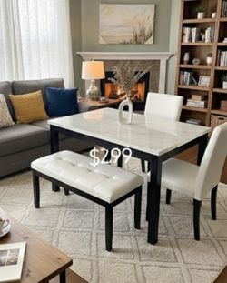 ✅ $299 No Tax 5-pc Dining Table Set Black Wood Finish 