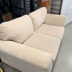 Cream Microfiber Loveseat Sofa