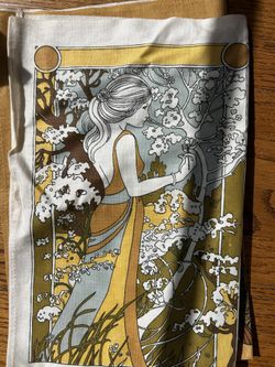 Original Vintage BRITISH Signed Artist Tapestry Towels For Wall Art Tapestry Framing Kitchen Boho Mid Century 1960-70’s Signed Large 2 Collectible 