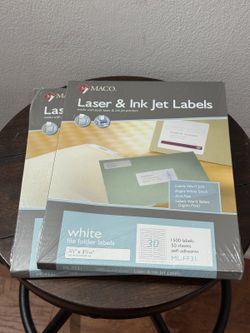MACO MLFF31 Laser/Inkjet White File Folder Labels, 2/3 x 3 7/16, White, 1500/Box