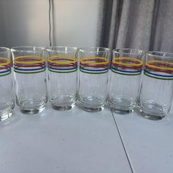 6 Vintage Multi Color Glass