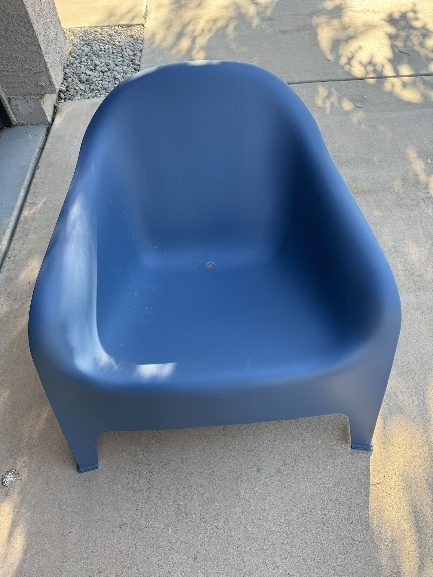 Blue IKEA Plastic “SKARPO” Chair Outdoor Or Indoor