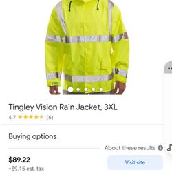 Tingley Rain Jacket With Reflectors 3x